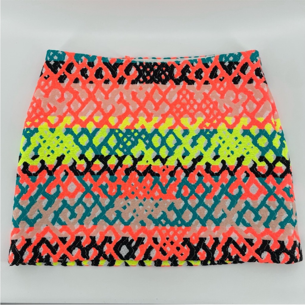 Milly Neon Embroidered Mini Skirt Sz 0